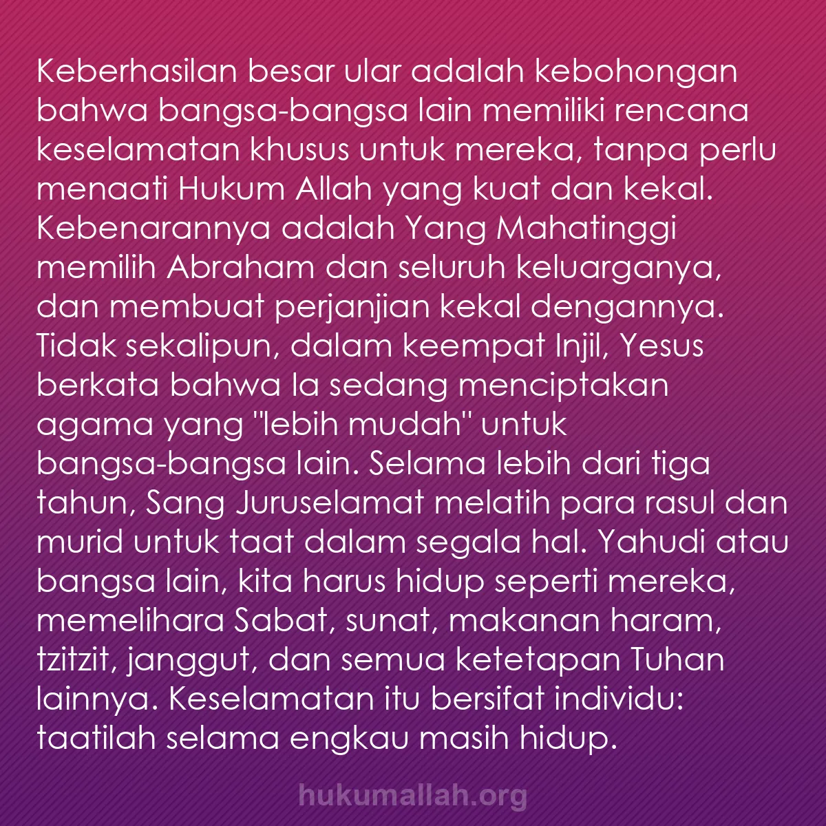 b0001 - Post tentang Hukum Allah: Keberhasilan besar ular adalah kebohongan bahwa bangsa-bangsa...
