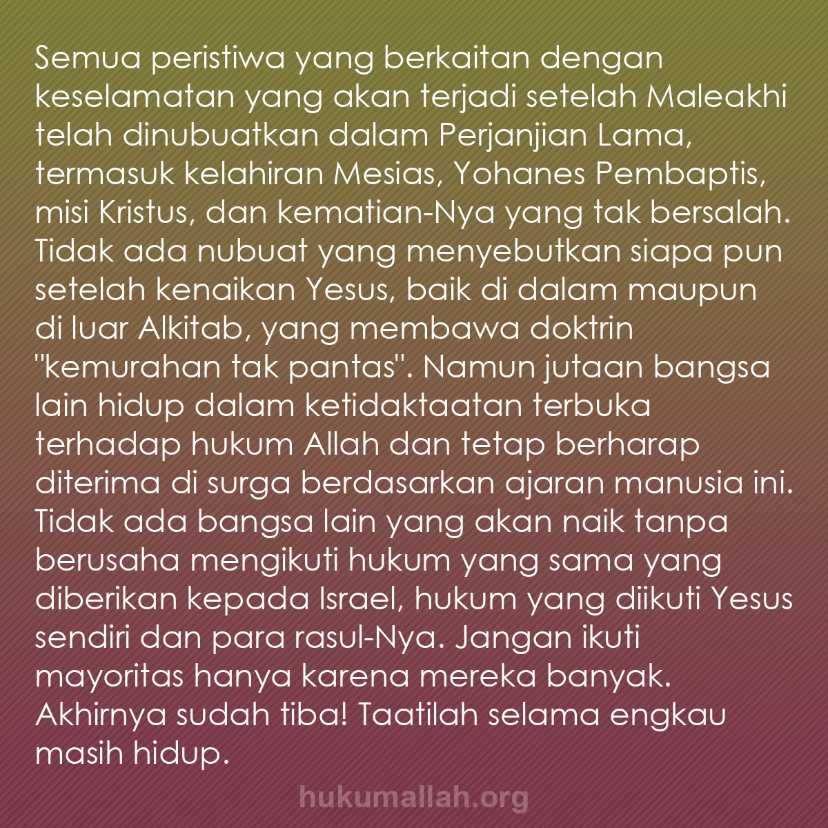b0008 - Post tentang Hukum Allah: Semua peristiwa yang berkaitan dengan keselamatan yang akan...