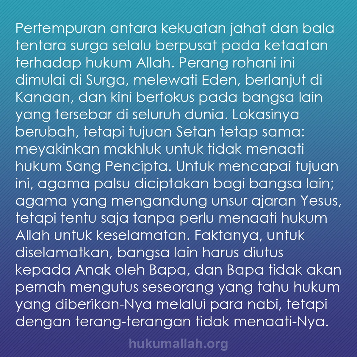b0015 - Post tentang Hukum Allah: Pertempuran antara kekuatan jahat dan bala tentara surga selalu...