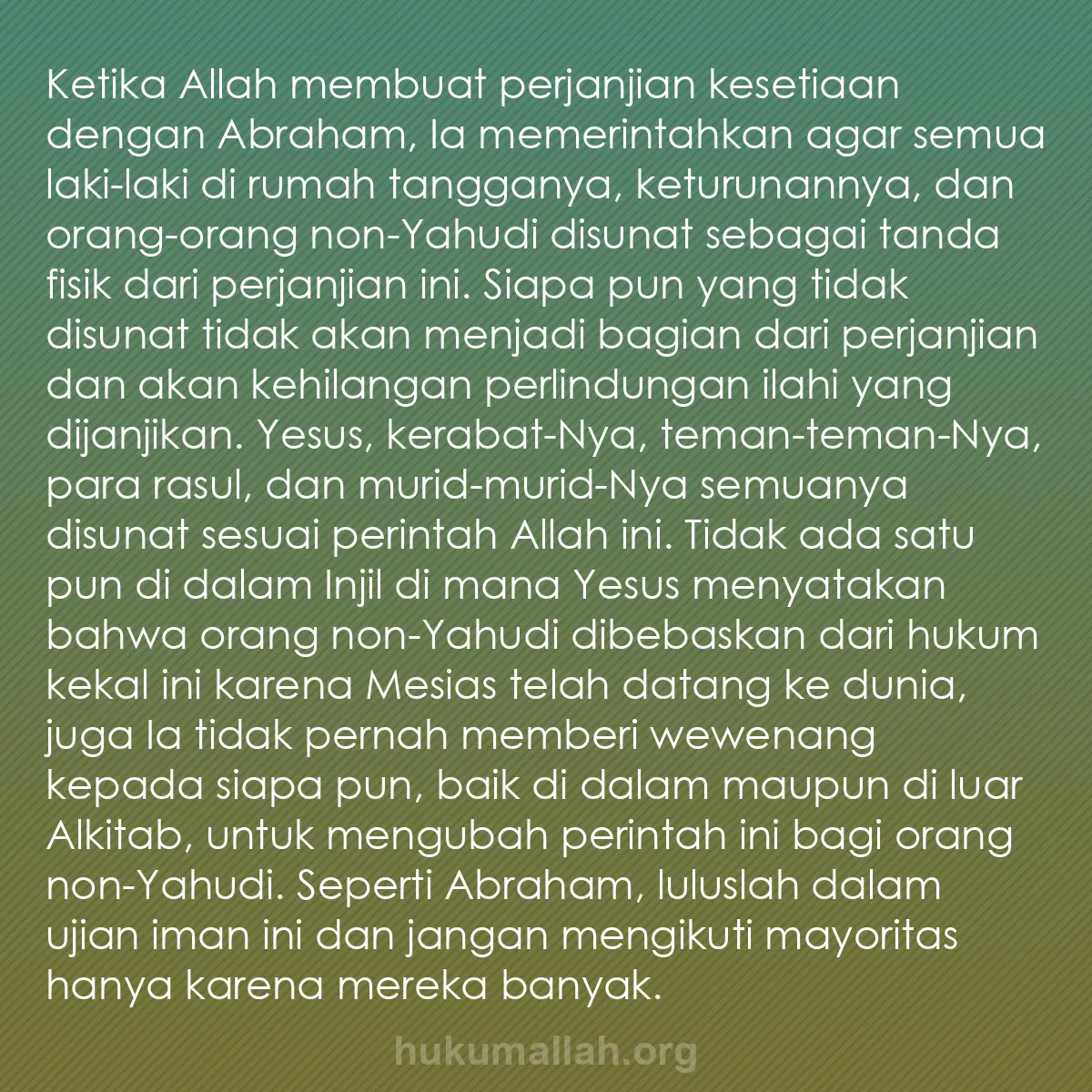 b0023 - Post tentang Hukum Allah: Ketika Allah membuat perjanjian kesetiaan dengan Abraham, Ia...