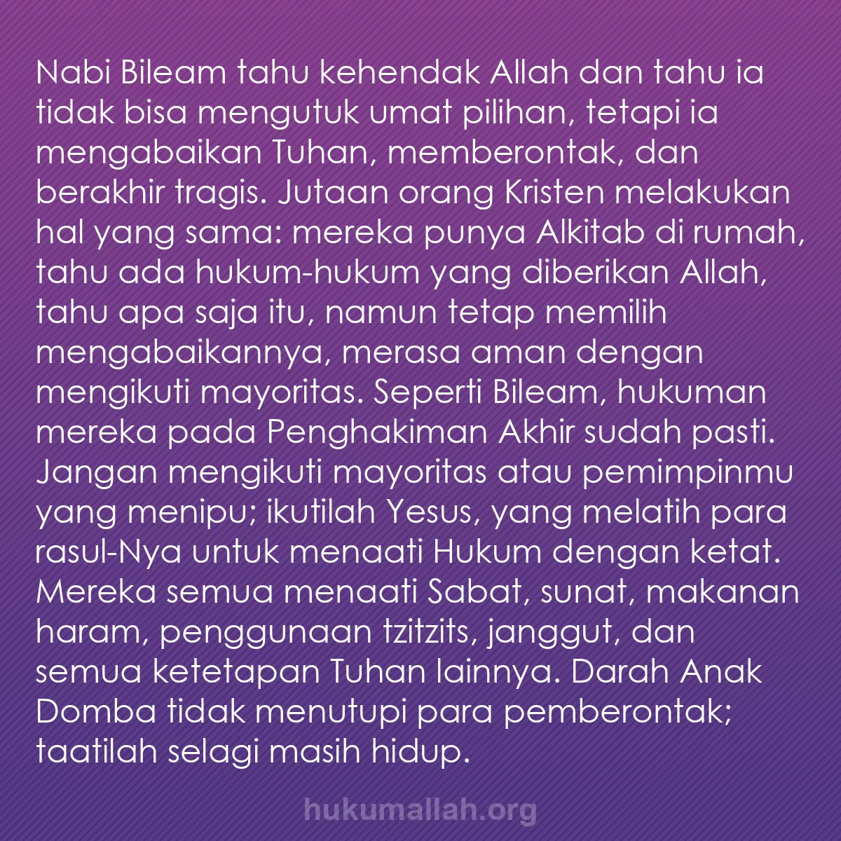 b0031 - Post tentang Hukum Allah: Nabi Bileam tahu kehendak Allah dan tahu ia tidak bisa mengutuk...