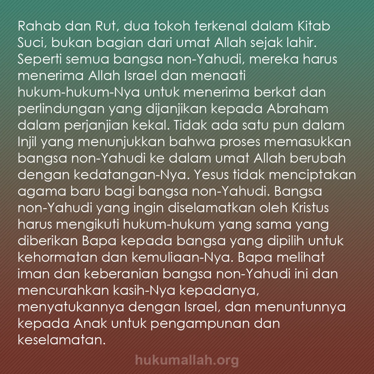 b0053 - Post tentang Hukum Allah: Rahab dan Rut, dua tokoh terkenal dalam Kitab Suci, bukan bagian...