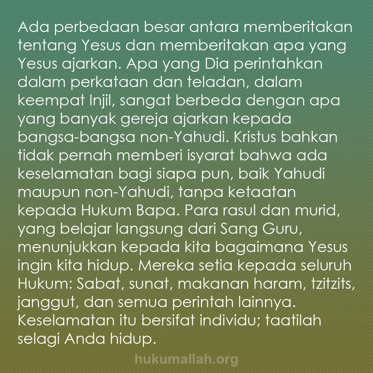 b0083 - Post tentang Hukum Allah: Ada perbedaan besar antara memberitakan tentang Yesus dan memberitakan...