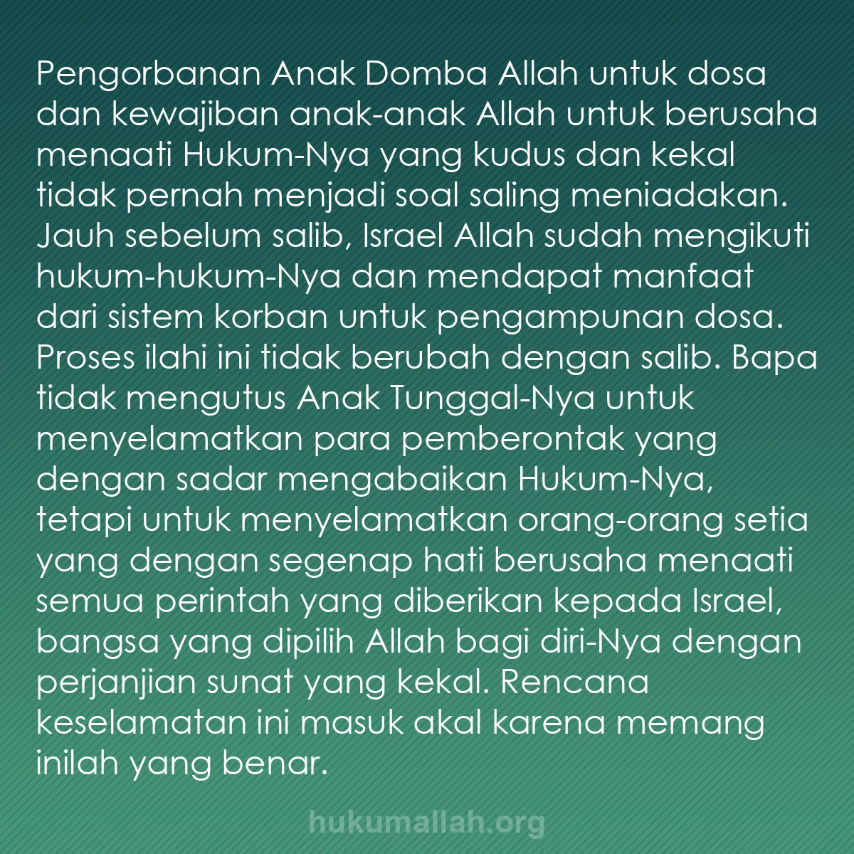 b0105 - Post tentang Hukum Allah: Pengorbanan Anak Domba Allah untuk dosa dan kewajiban anak-anak...
