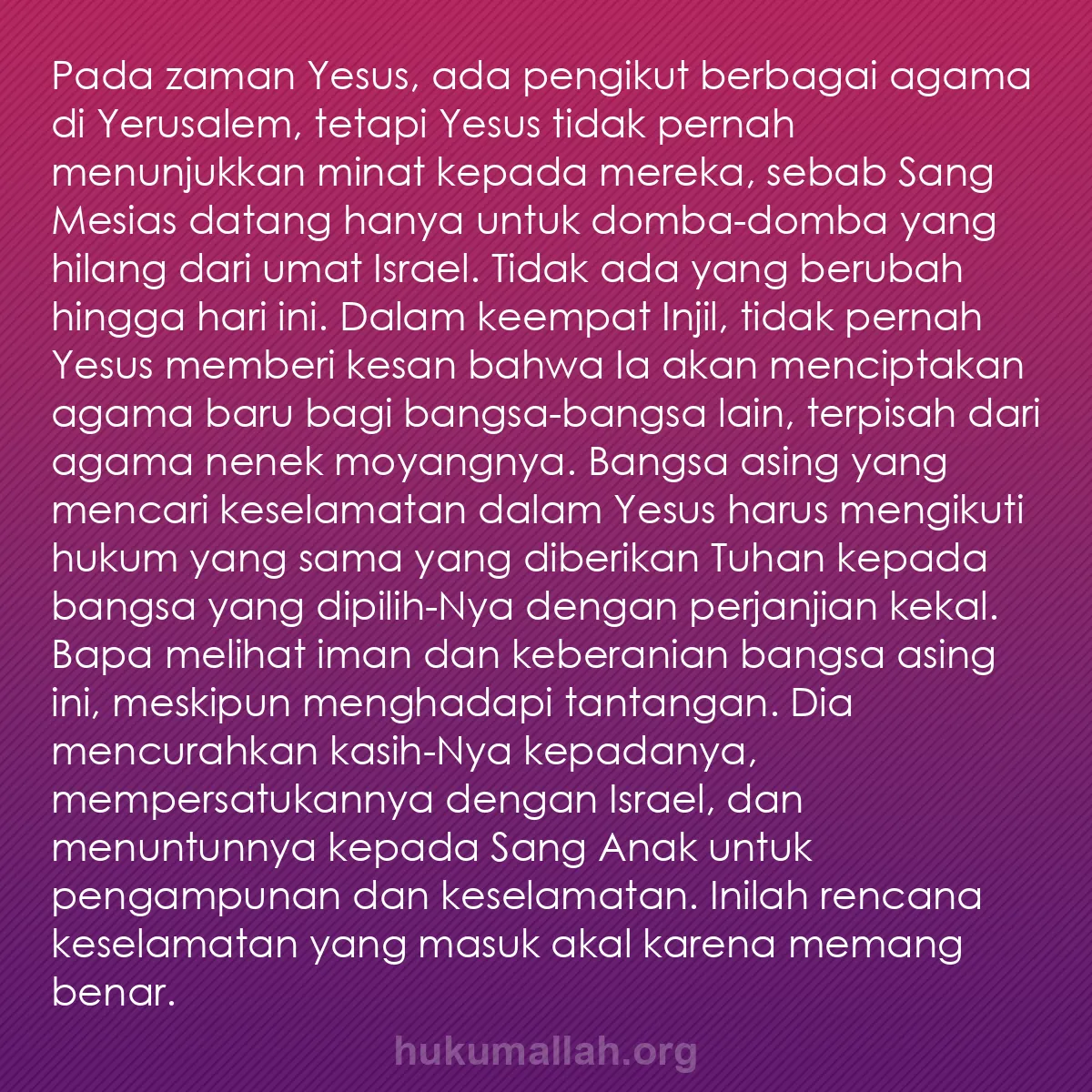 b0121 - Post tentang Hukum Allah: Pada zaman Yesus, ada pengikut berbagai agama di Yerusalem,...