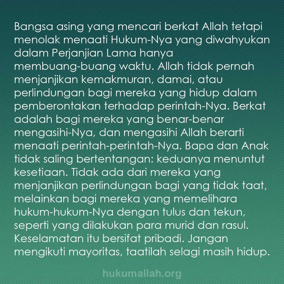 b0125 - Post tentang Hukum Allah: Bangsa asing yang mencari berkat Allah tetapi menolak menaati...