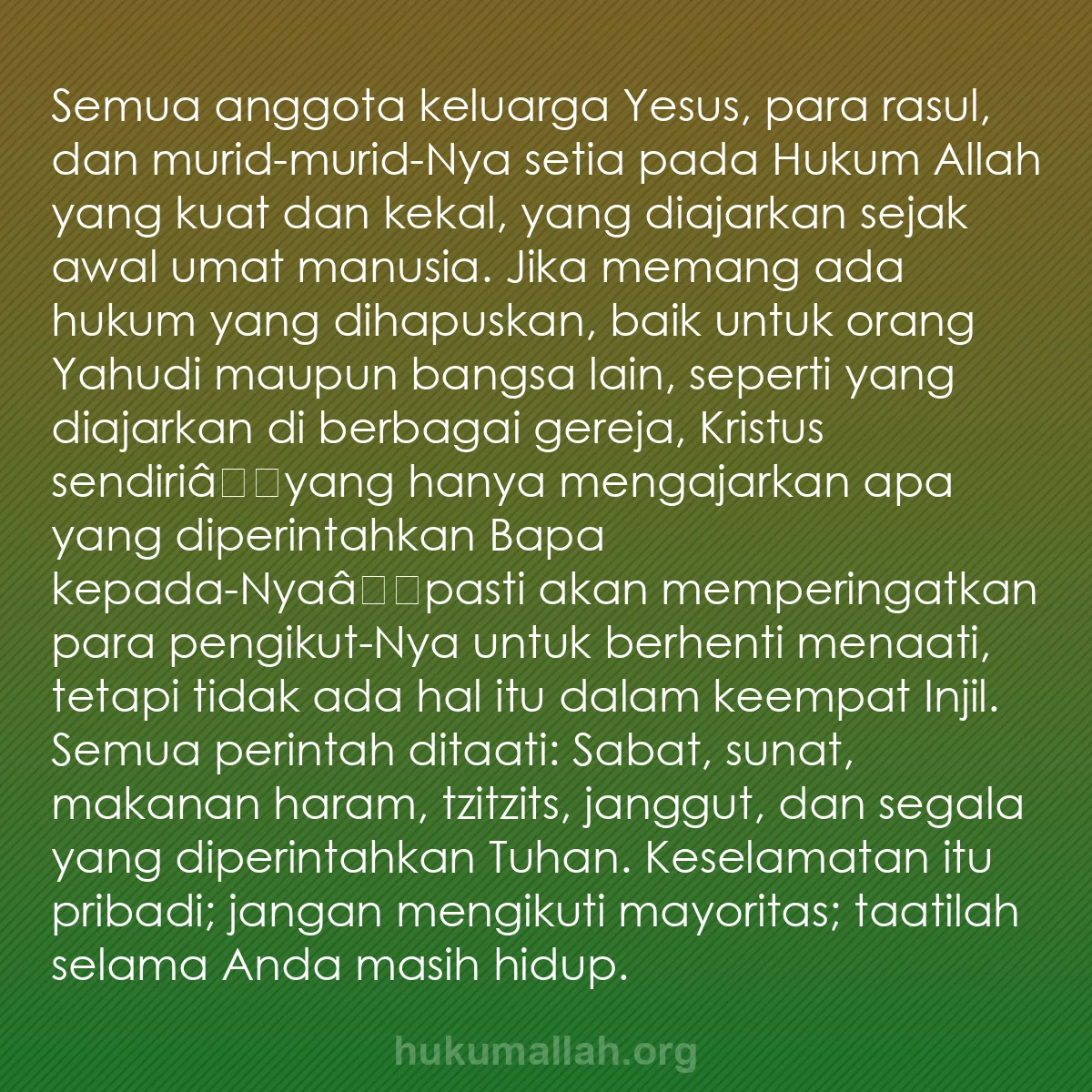 b0156 - Post tentang Hukum Allah: Semua anggota keluarga Yesus, para rasul, dan murid-murid-Nya...