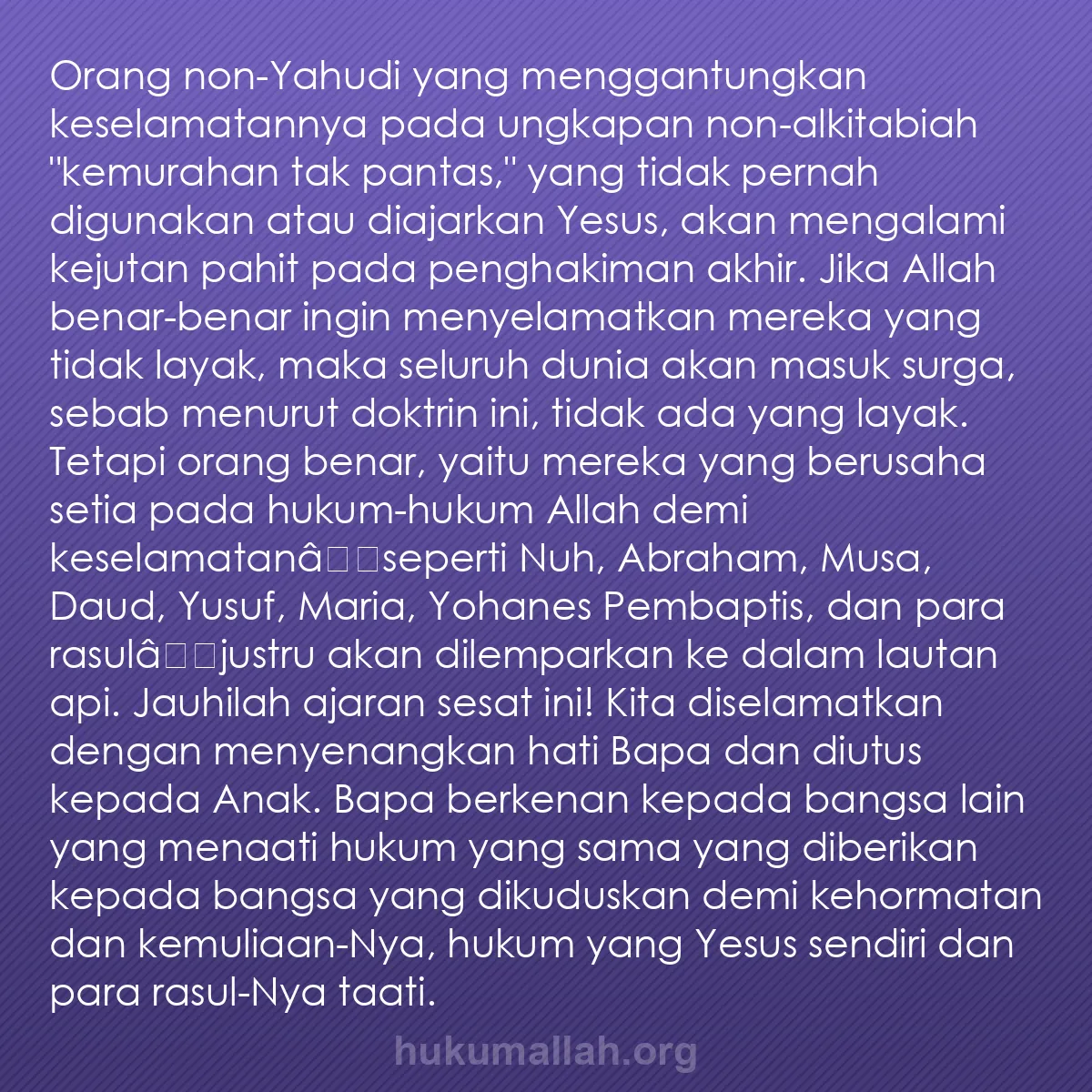 b0158 - Post tentang Hukum Allah: Orang non-Yahudi yang menggantungkan keselamatannya pada ungkapan...