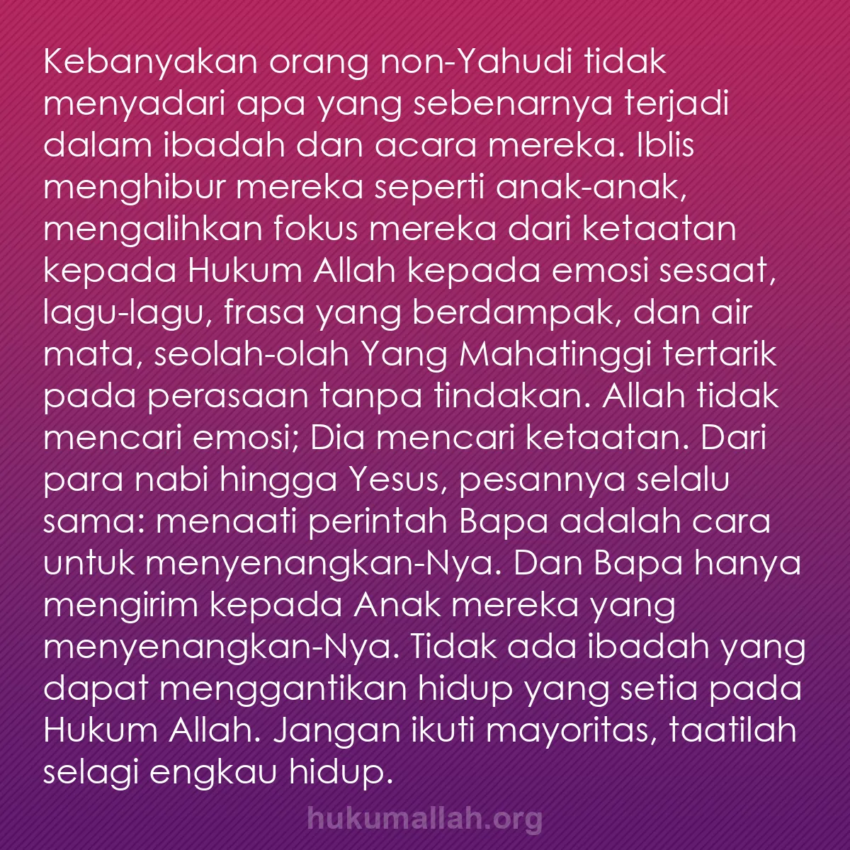 b0181 - Post tentang Hukum Allah: Kebanyakan orang non-Yahudi tidak menyadari apa yang sebenarnya...