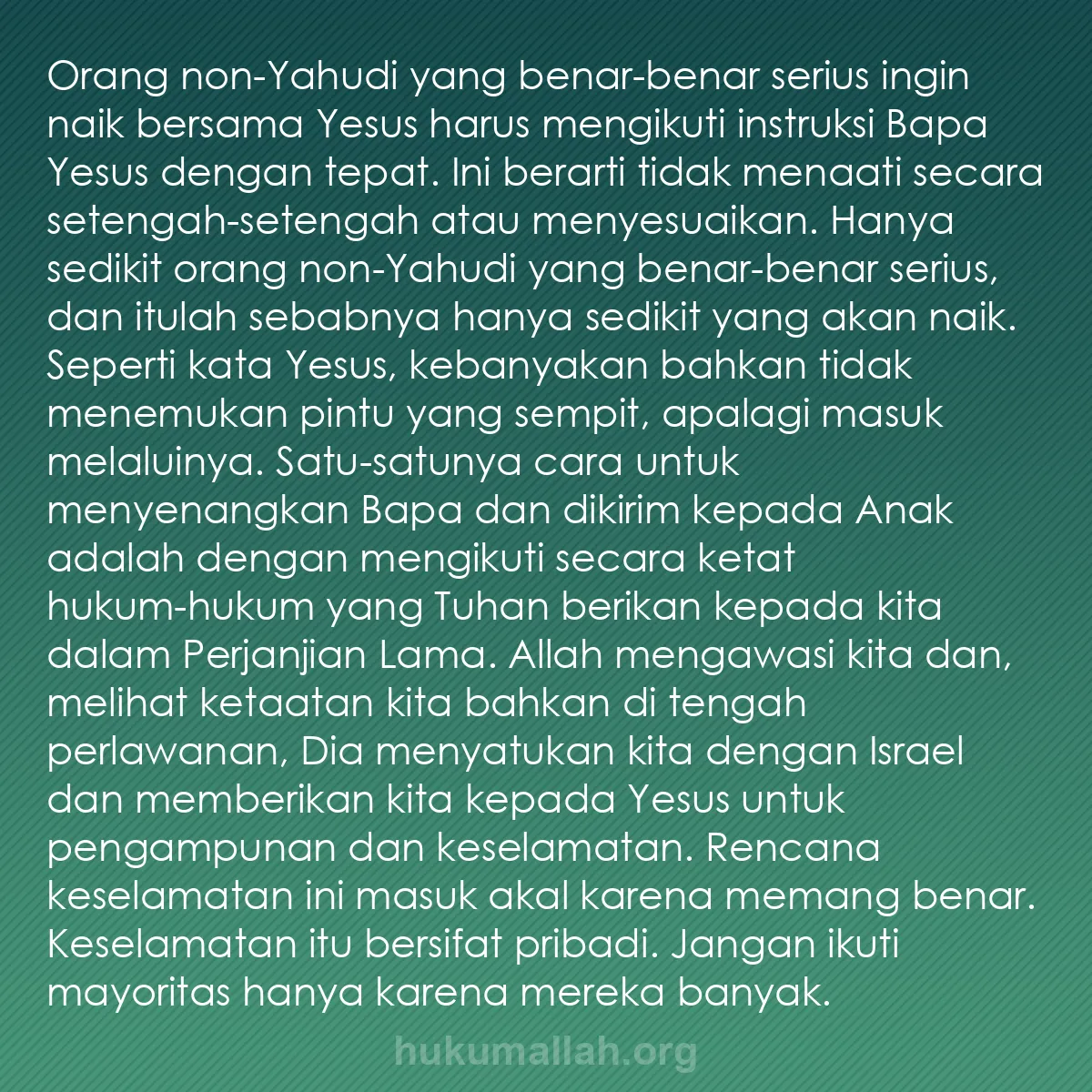 b0185 - Post tentang Hukum Allah: Orang non-Yahudi yang benar-benar serius ingin naik bersama...