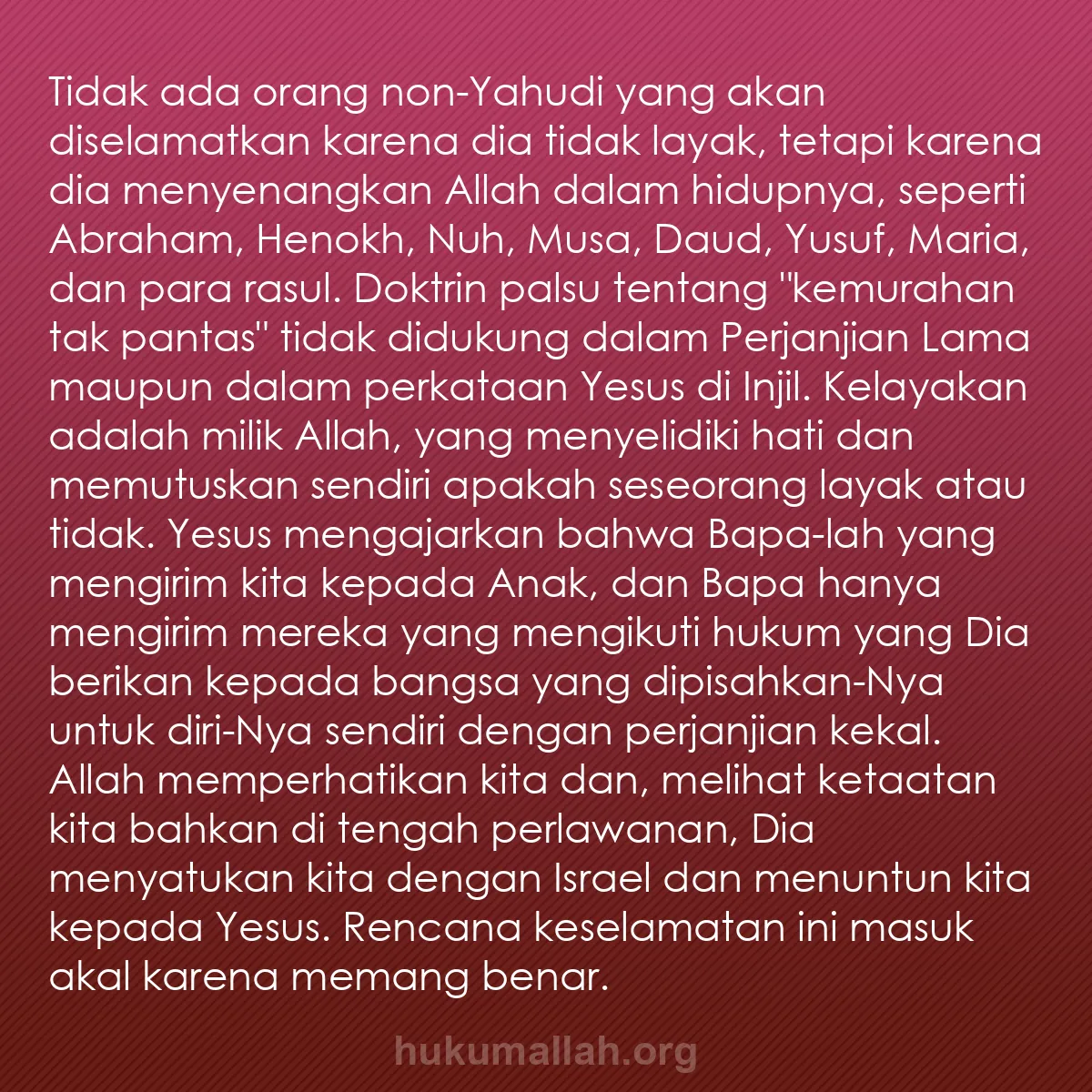 b0199 - Post tentang Hukum Allah: Tidak ada orang non-Yahudi yang akan diselamatkan karena dia...