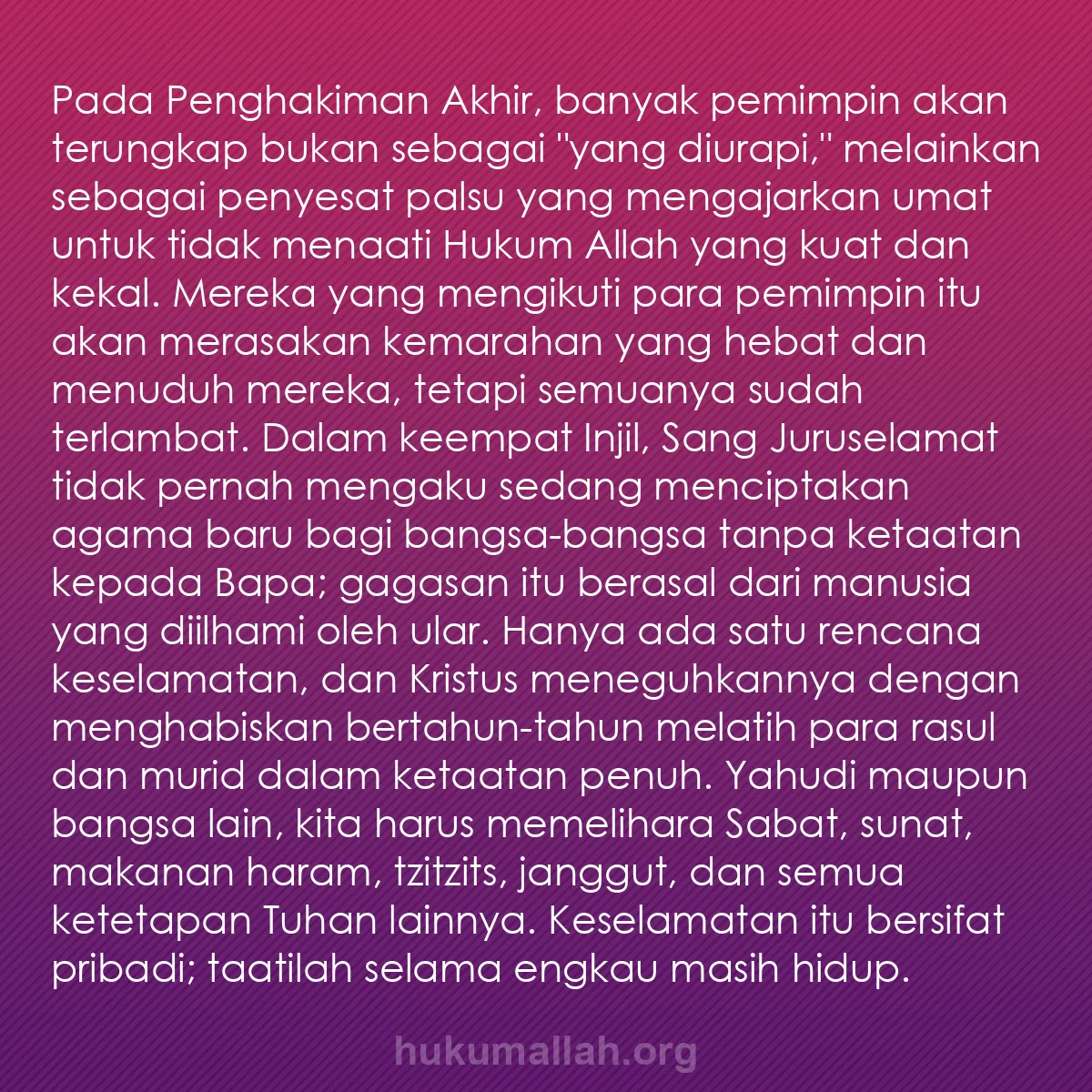 b0201 - Post tentang Hukum Allah: Pada Penghakiman Akhir, banyak pemimpin akan terungkap bukan...