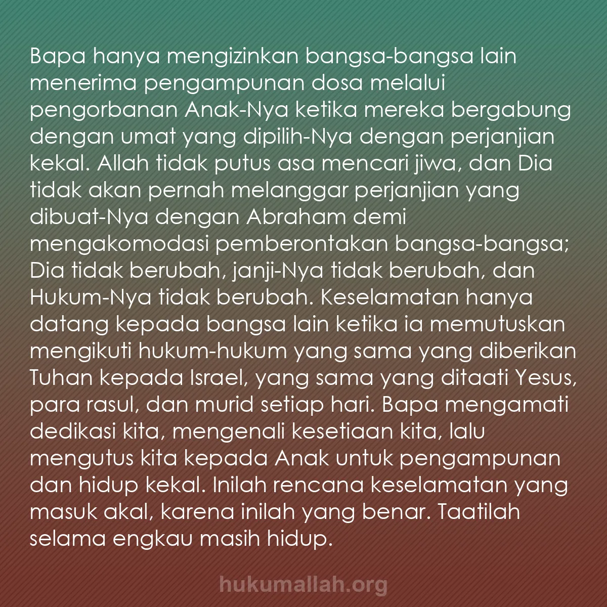 b0233 - Post tentang Hukum Allah: Bapa hanya mengizinkan bangsa-bangsa lain menerima pengampunan...