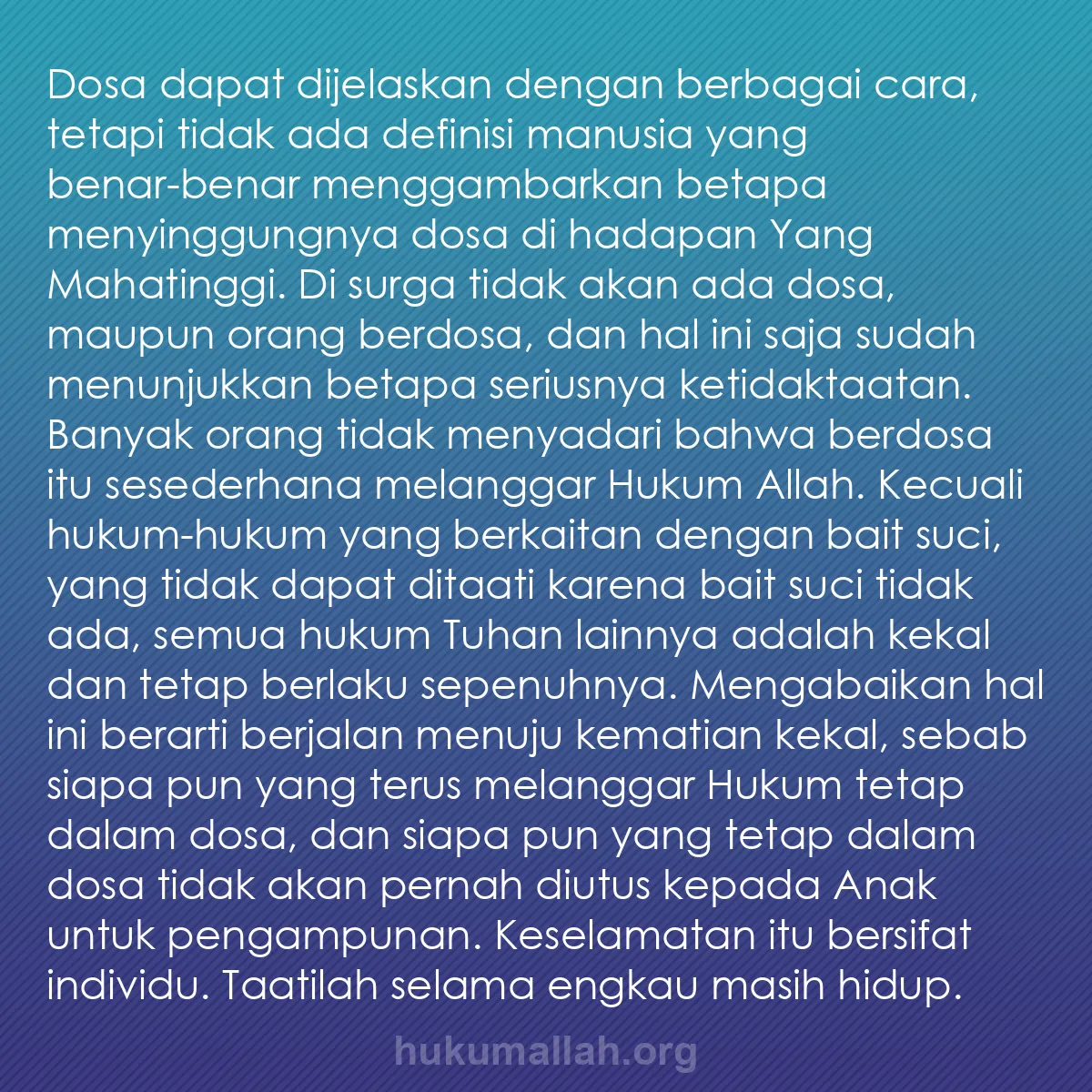 b0235 - Post tentang Hukum Allah: Dosa dapat dijelaskan dengan berbagai cara, tetapi tidak ada...