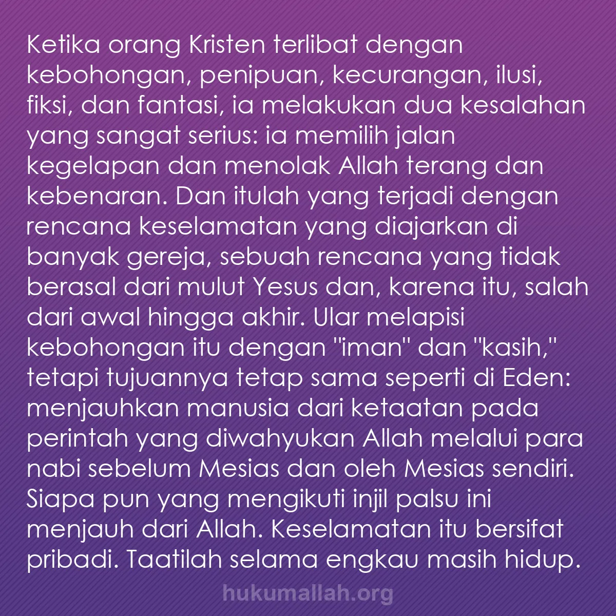b0251 - Post tentang Hukum Allah: Ketika orang Kristen terlibat dengan kebohongan, penipuan, kecurangan,...