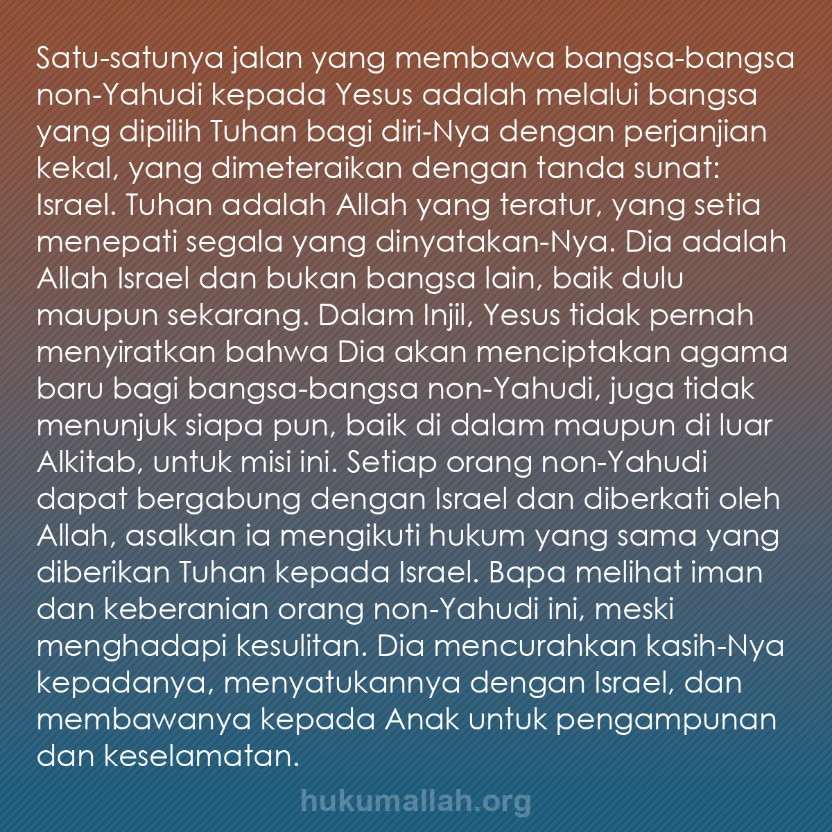 b0252 - Post tentang Hukum Allah: Satu-satunya jalan yang membawa bangsa-bangsa non-Yahudi kepada...