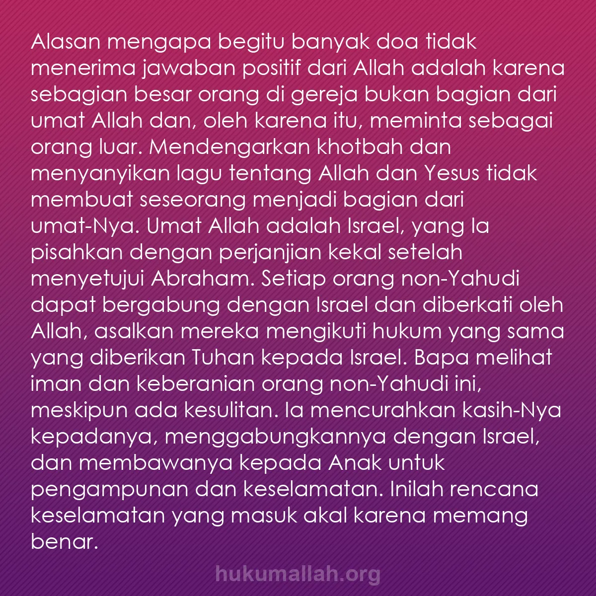 b0261 - Post tentang Hukum Allah: Alasan mengapa begitu banyak doa tidak menerima jawaban positif...