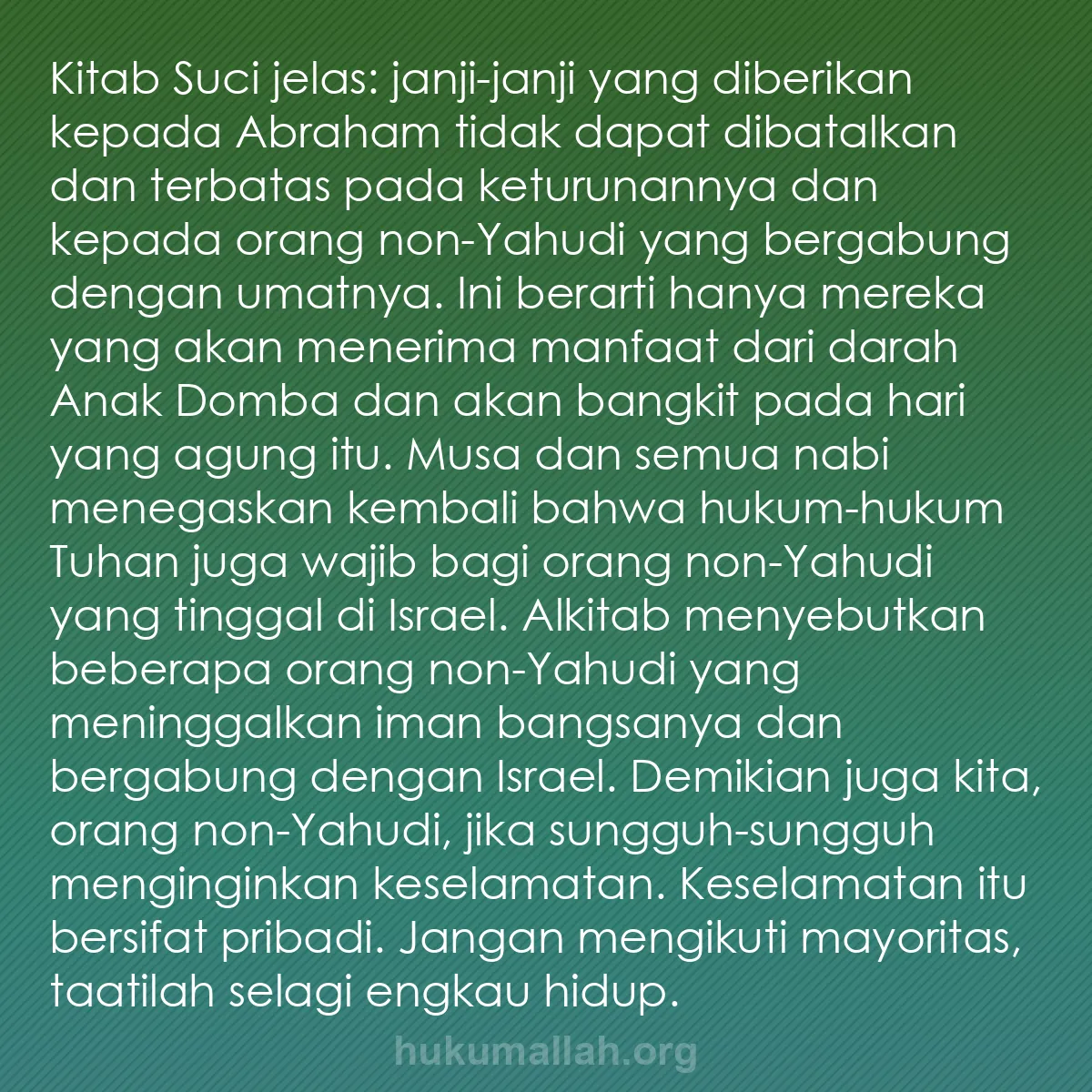 b0270 - Post tentang Hukum Allah: Kitab Suci jelas: janji-janji yang diberikan kepada Abraham...