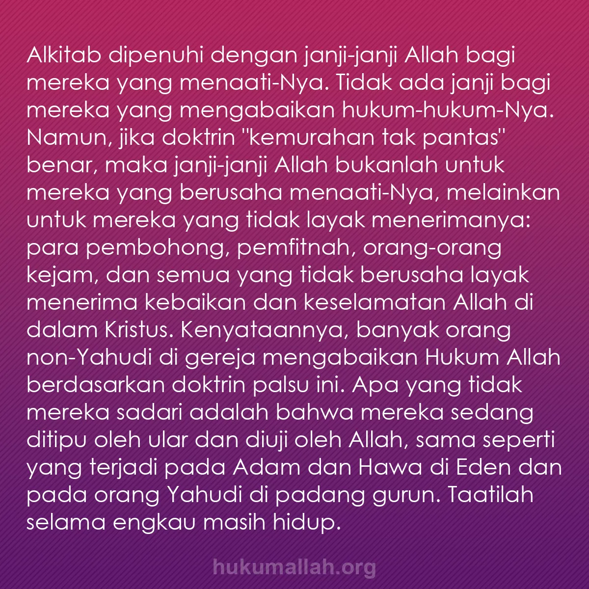 b0281 - Post tentang Hukum Allah: Alkitab dipenuhi dengan janji-janji Allah bagi mereka yang menaati-Nya....