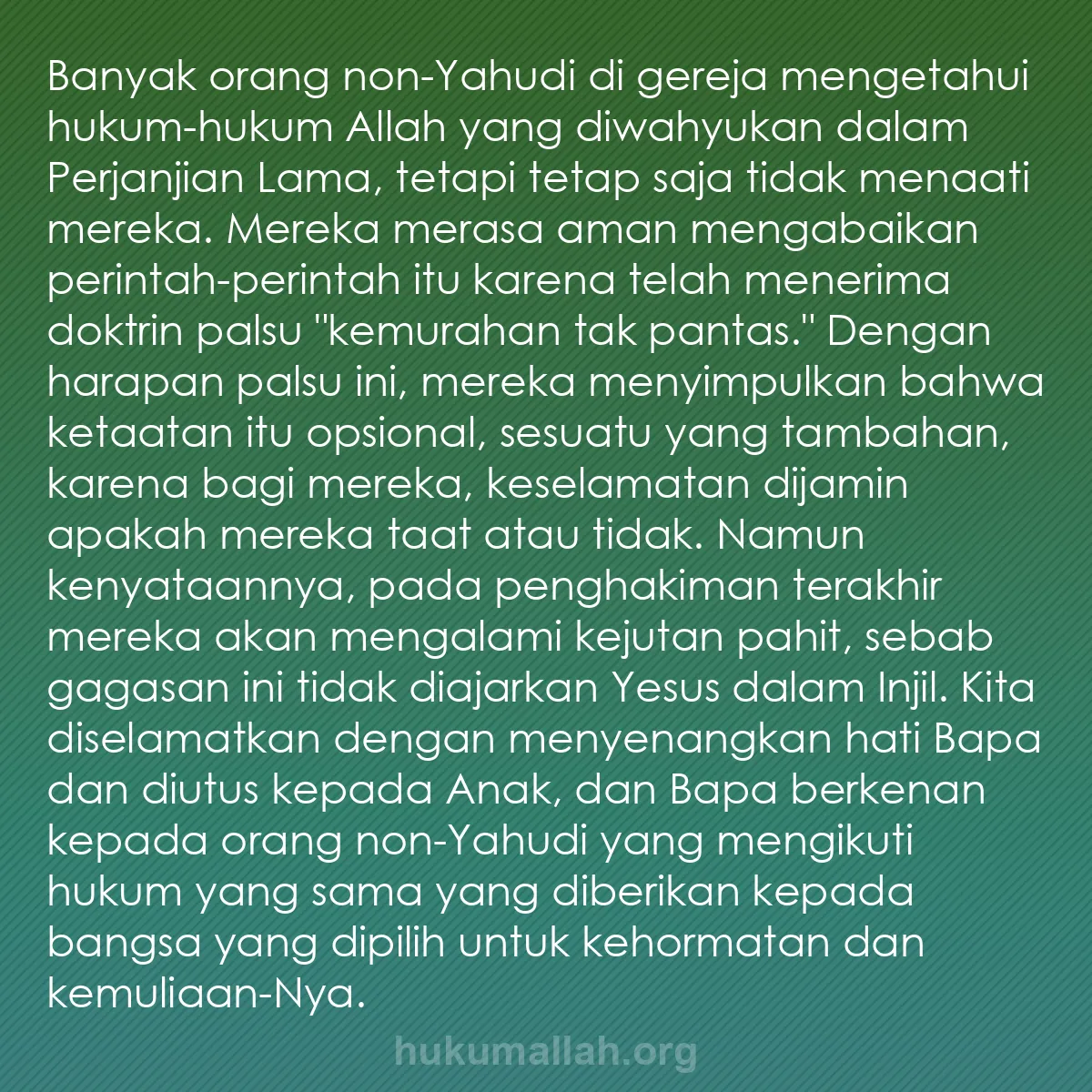 b0290 - Post tentang Hukum Allah: Banyak orang non-Yahudi di gereja mengetahui hukum-hukum Allah...