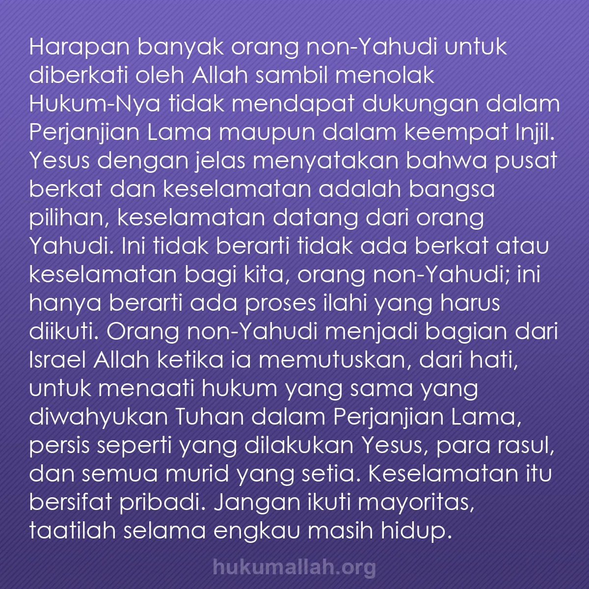 b0298 - Post tentang Hukum Allah: Harapan banyak orang non-Yahudi untuk diberkati oleh Allah sambil...