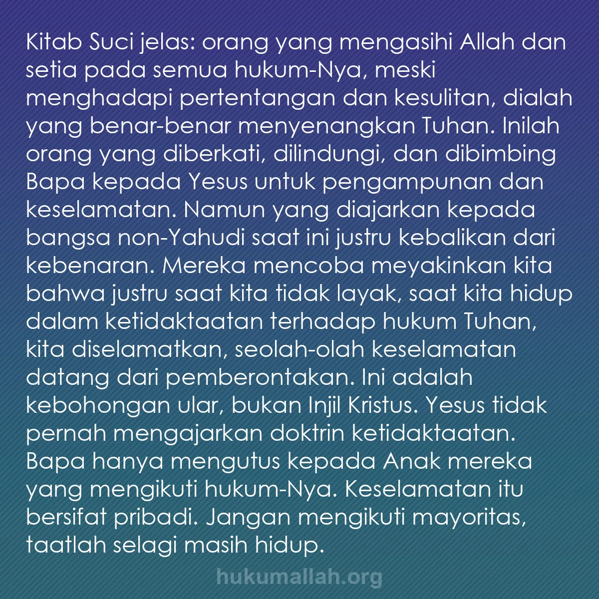 b0317 - Post tentang Hukum Allah: Kitab Suci jelas: orang yang mengasihi Allah dan setia pada...