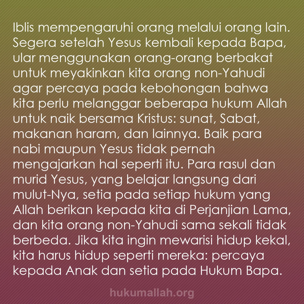 b0348 - Post tentang Hukum Allah: Iblis mempengaruhi orang melalui orang lain. Segera setelah...