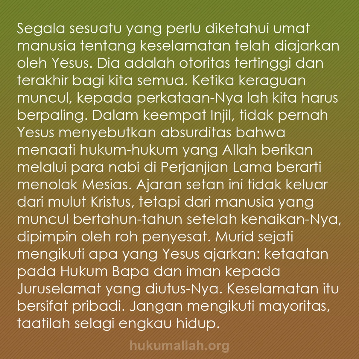 b0349 - Post tentang Hukum Allah: Segala sesuatu yang perlu diketahui umat manusia tentang keselamatan...