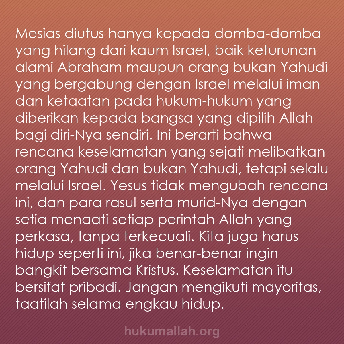 b0366 - Post tentang Hukum Allah: Mesias diutus hanya kepada domba-domba yang hilang dari kaum...