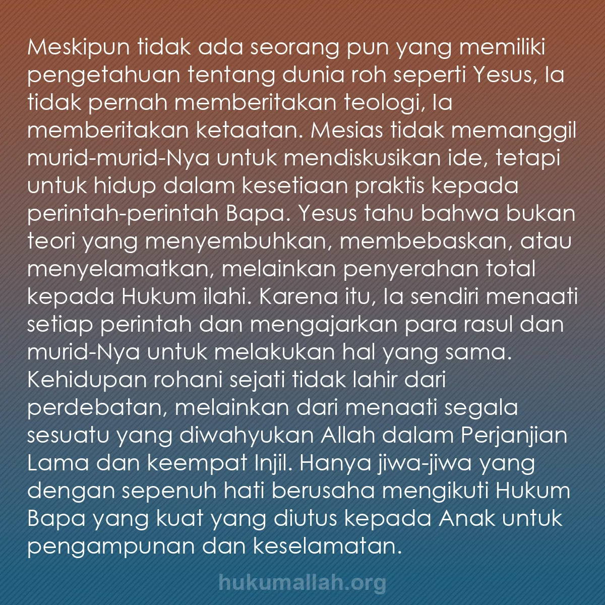 b0392 - Post tentang Hukum Allah: Meskipun tidak ada seorang pun yang memiliki pengetahuan tentang...