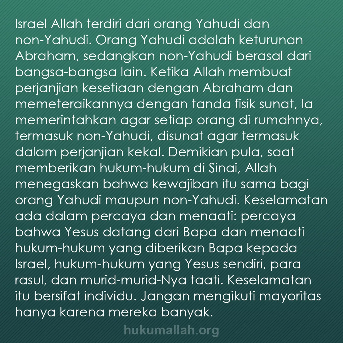 b0420 - Post tentang Hukum Allah: Israel Allah terdiri dari orang Yahudi dan non-Yahudi. Orang...