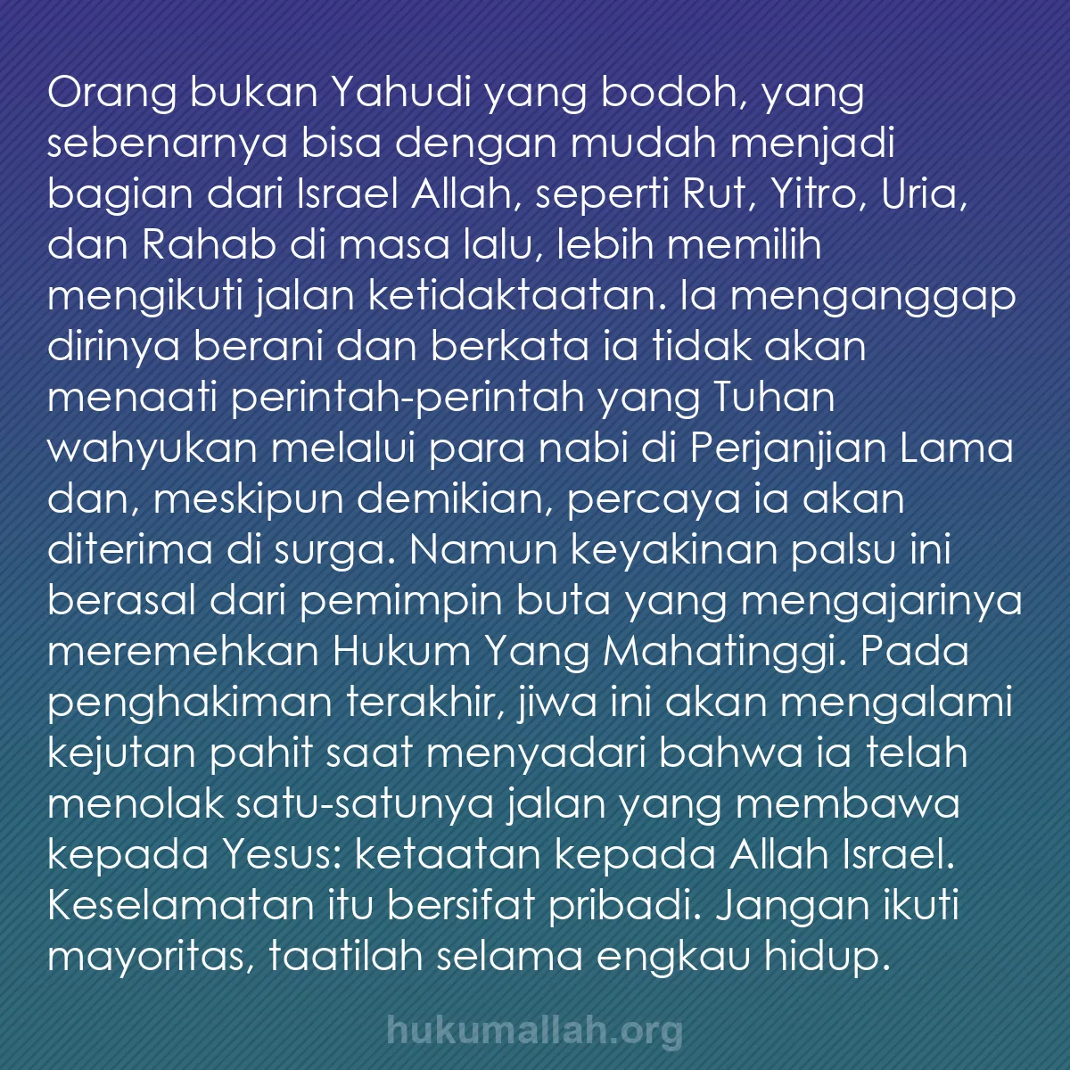b0437 - Post tentang Hukum Allah: Orang bukan Yahudi yang bodoh, yang sebenarnya bisa dengan mudah...