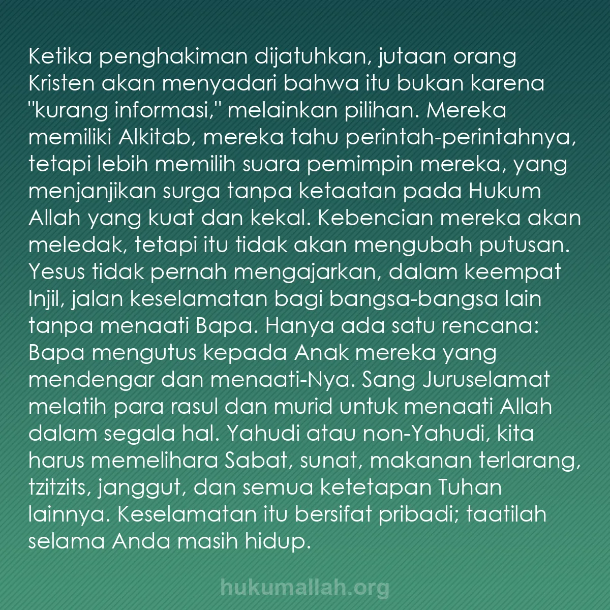 b0445 - Post tentang Hukum Allah: Ketika penghakiman dijatuhkan, jutaan orang Kristen akan menyadari...