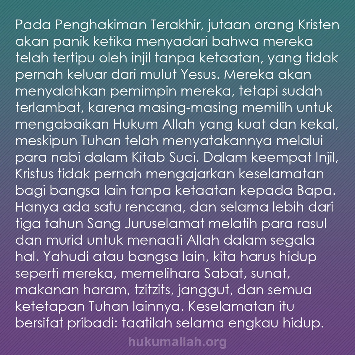 b0464 - Post tentang Hukum Allah: Pada Penghakiman Terakhir, jutaan orang Kristen akan panik ketika...