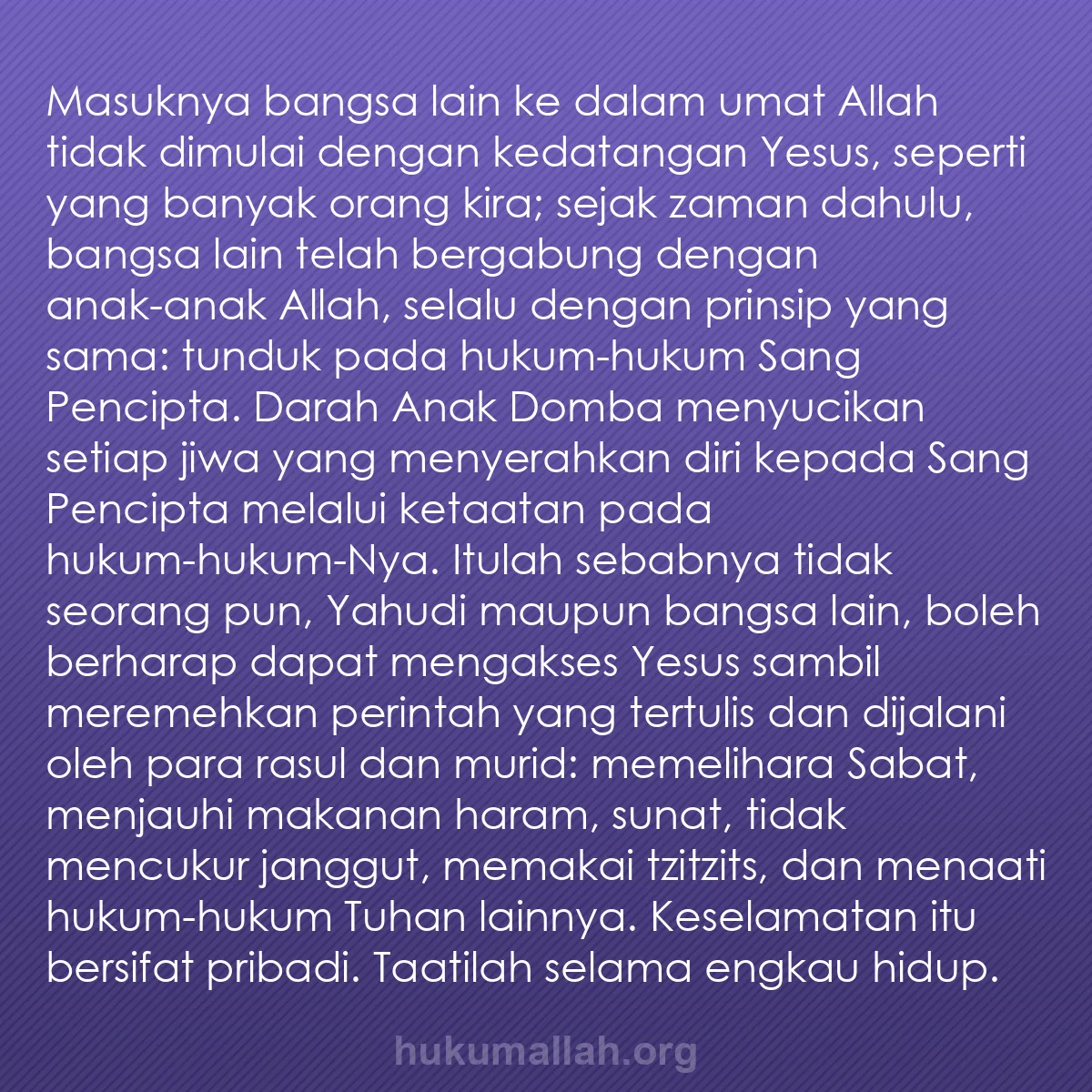 b0478 - Post tentang Hukum Allah: Masuknya bangsa lain ke dalam umat Allah tidak dimulai dengan...