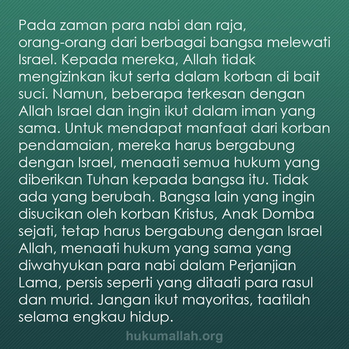 b0480 - Post tentang Hukum Allah: Pada zaman para nabi dan raja, orang-orang dari berbagai bangsa...