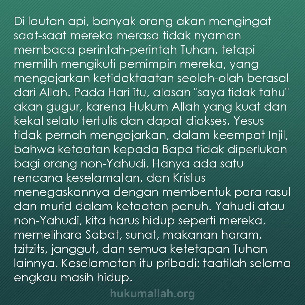 b0500 - Post tentang Hukum Allah: Di lautan api, banyak orang akan mengingat saat-saat mereka...