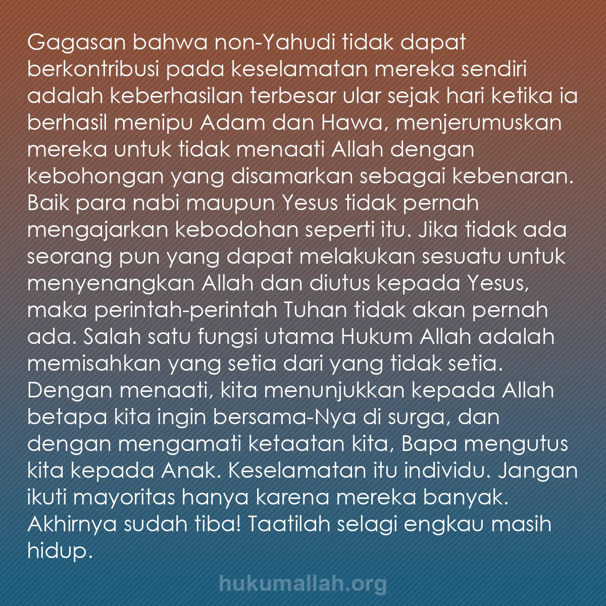 b0512 - Post tentang Hukum Allah: Gagasan bahwa non-Yahudi tidak dapat berkontribusi pada keselamatan...