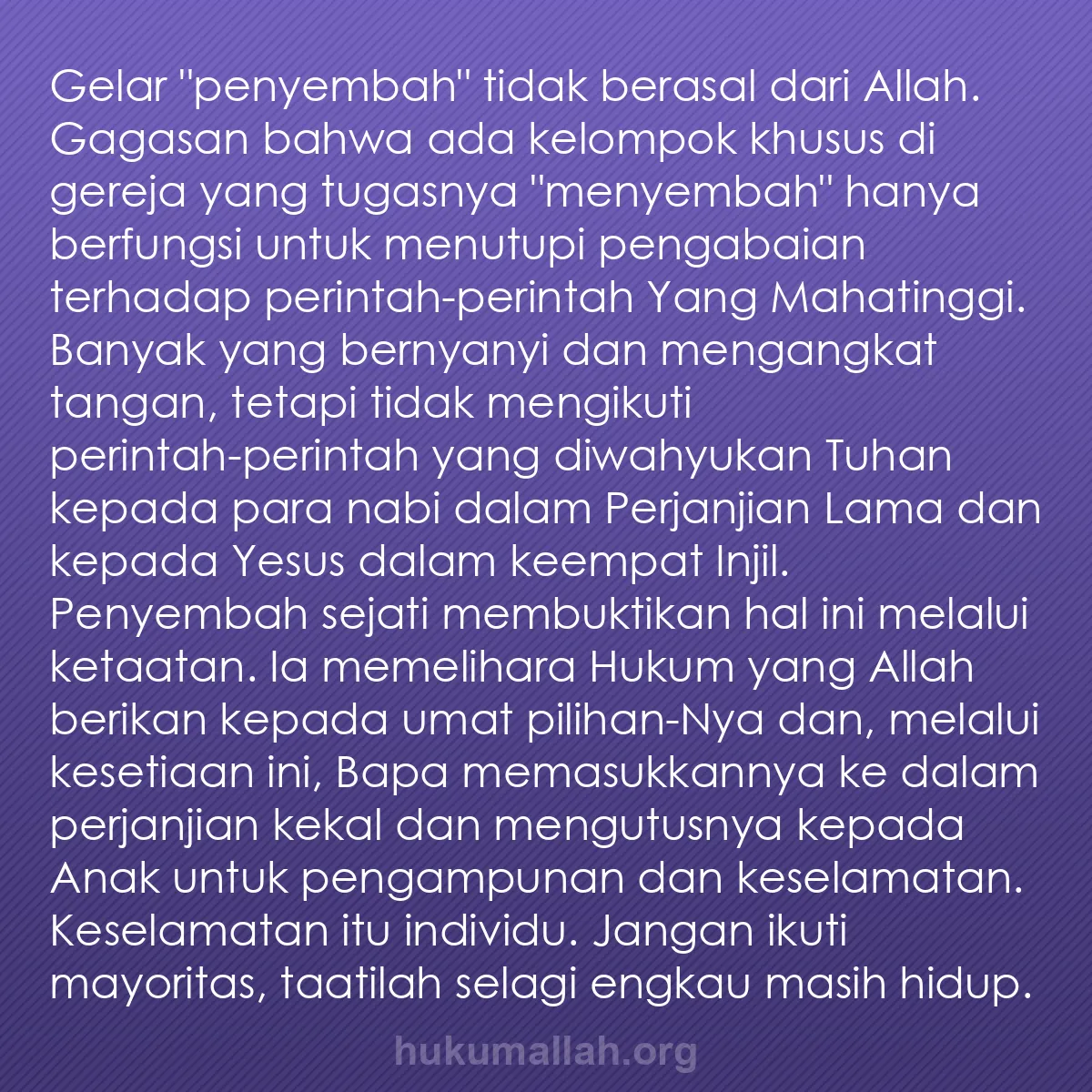 b0518 - Post tentang Hukum Allah: Gelar "penyembah" tidak berasal dari Allah. Gagasan bahwa ada...