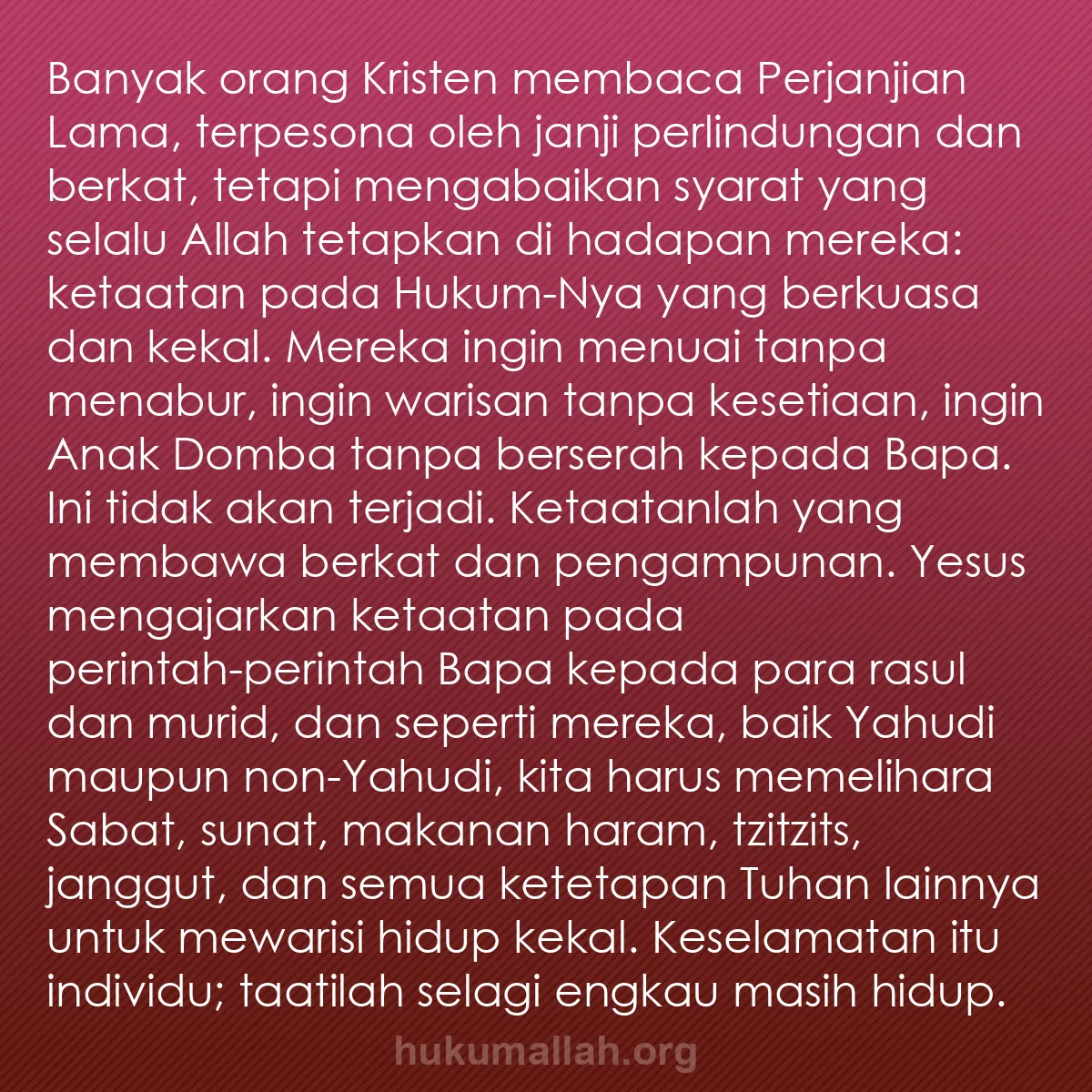 b0519 - Post tentang Hukum Allah: Banyak orang Kristen membaca Perjanjian Lama, terpesona oleh...