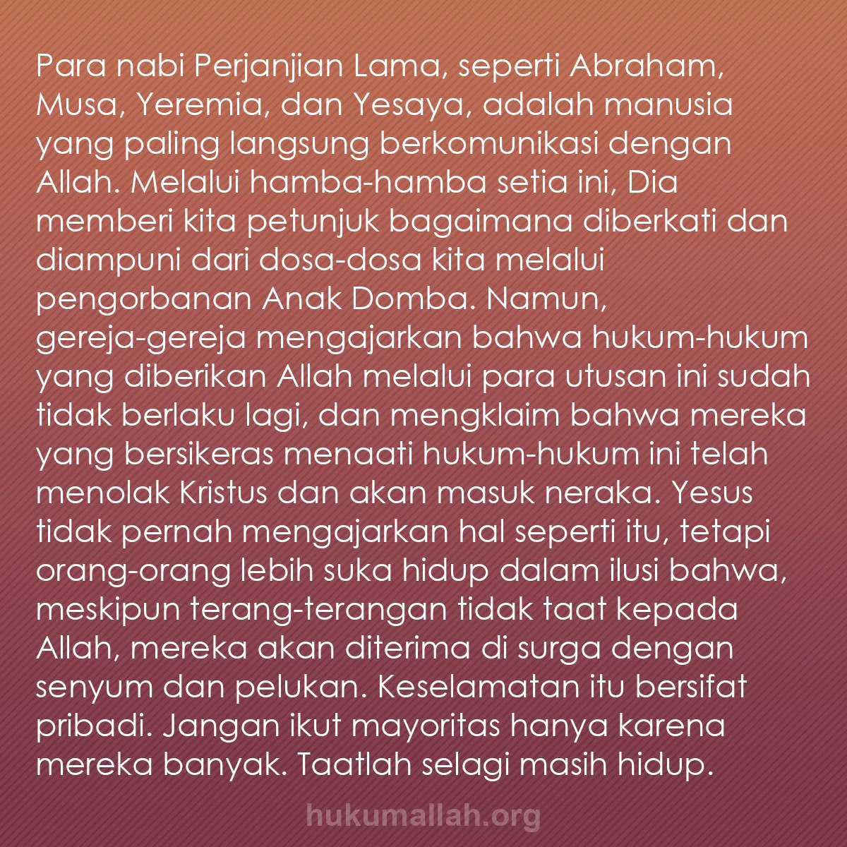 b0526 - Post tentang Hukum Allah: Para nabi Perjanjian Lama, seperti Abraham, Musa, Yeremia, dan...