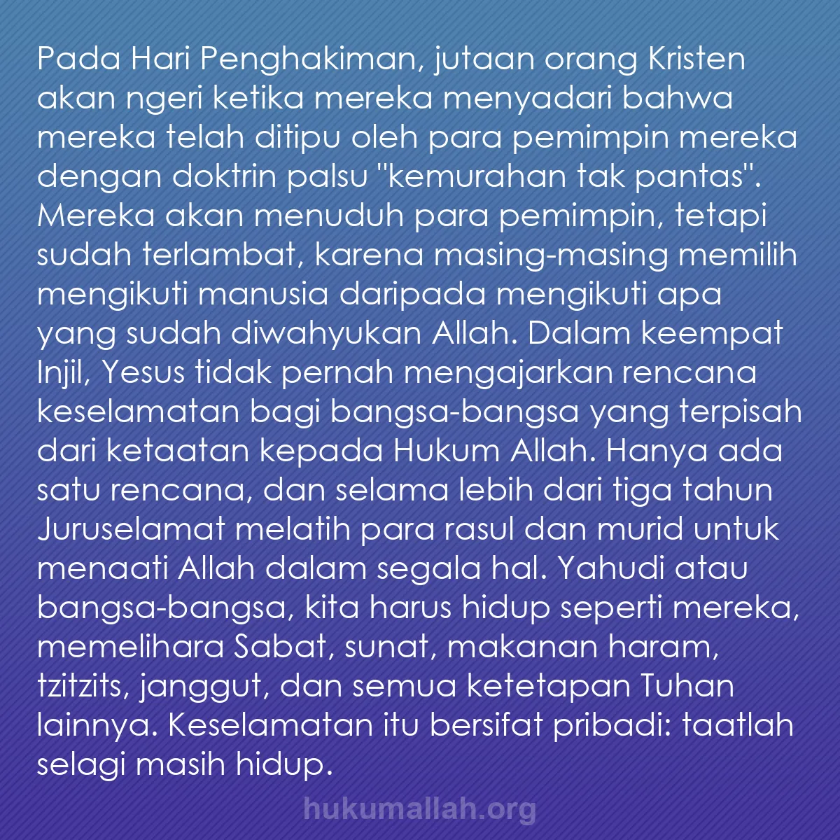 b0527 - Post tentang Hukum Allah: Pada Hari Penghakiman, jutaan orang Kristen akan ngeri ketika...