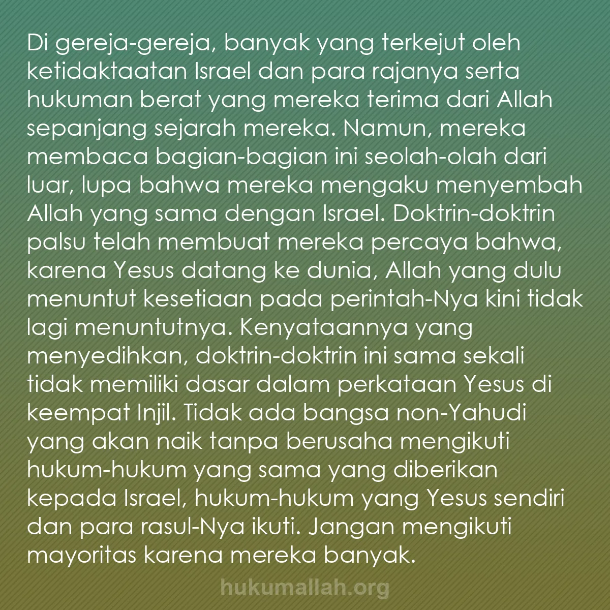 b0543 - Post tentang Hukum Allah: Di gereja-gereja, banyak yang terkejut oleh ketidaktaatan Israel...