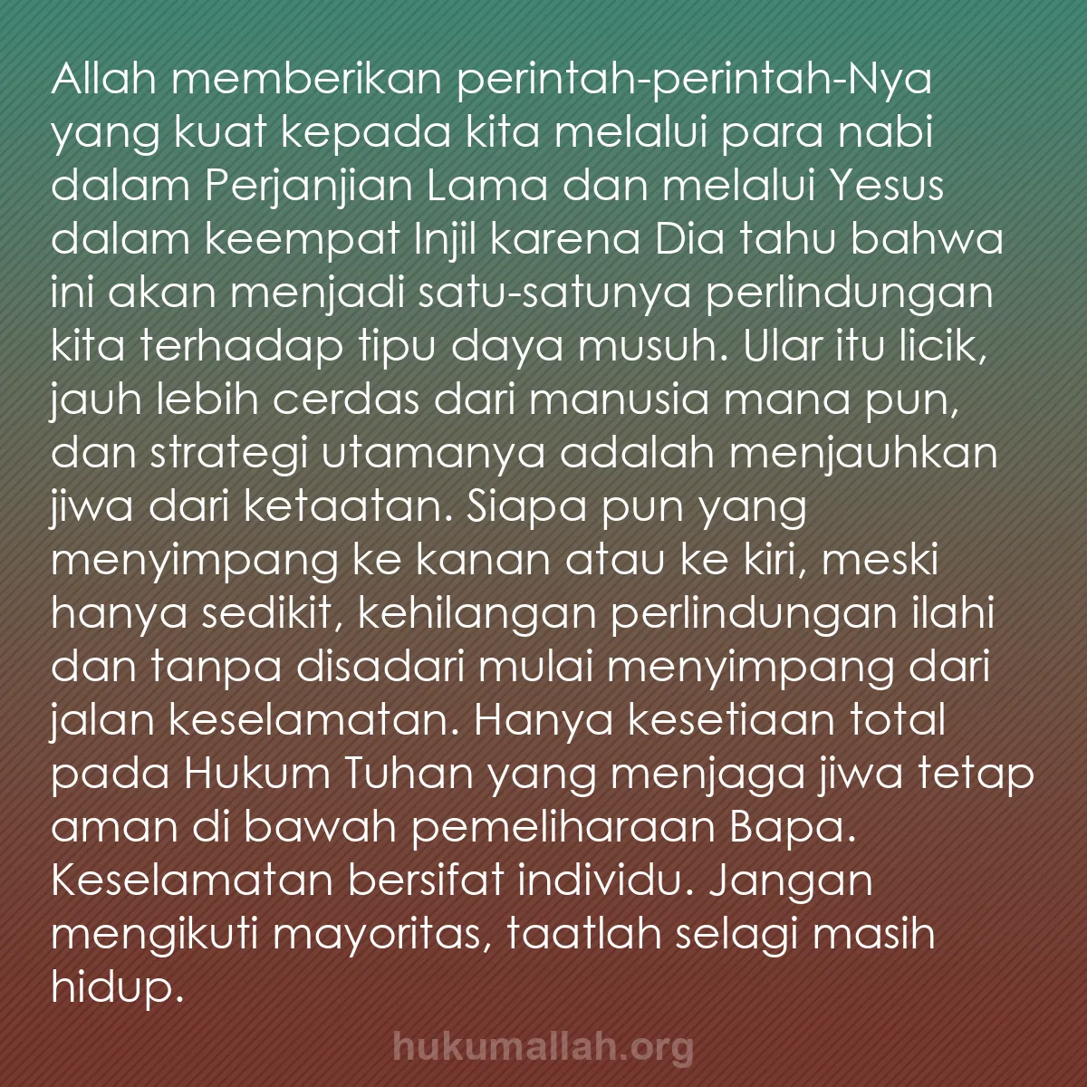 b0553 - Post tentang Hukum Allah: Allah memberikan perintah-perintah-Nya yang kuat kepada kita...