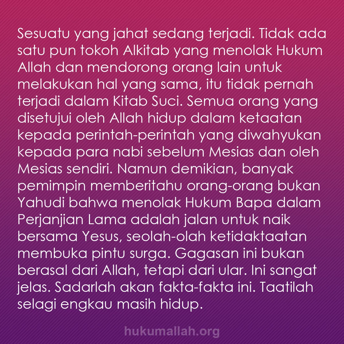 b0561 - Post tentang Hukum Allah: Sesuatu yang jahat sedang terjadi. Tidak ada satu pun tokoh...