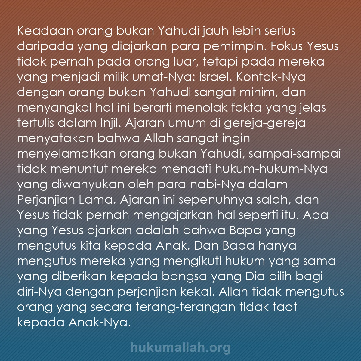 b0572 - Post tentang Hukum Allah: Keadaan orang bukan Yahudi jauh lebih serius daripada yang diajarkan...