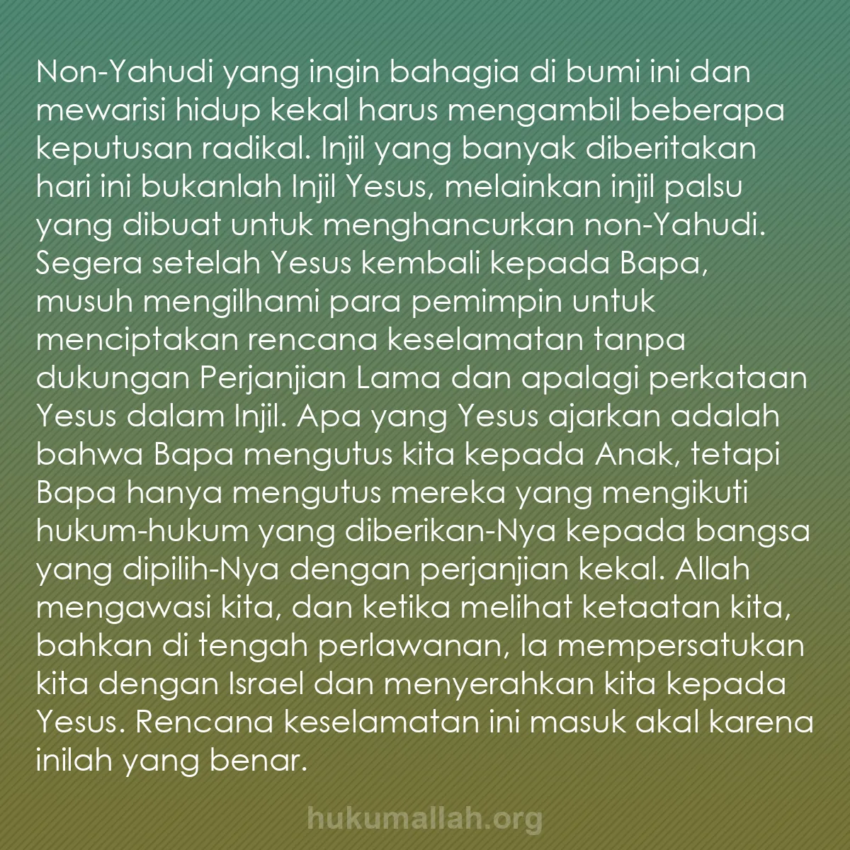 b0583 - Post tentang Hukum Allah: Non-Yahudi yang ingin bahagia di bumi ini dan mewarisi hidup...