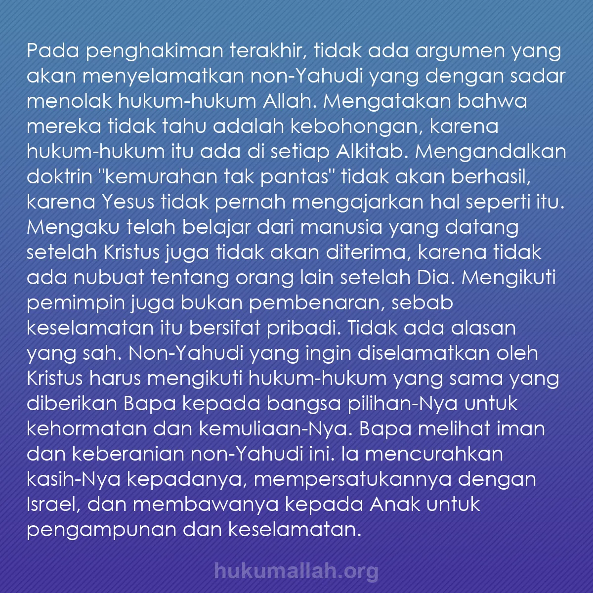 b0587 - Post tentang Hukum Allah: Pada penghakiman terakhir, tidak ada argumen yang akan menyelamatkan...