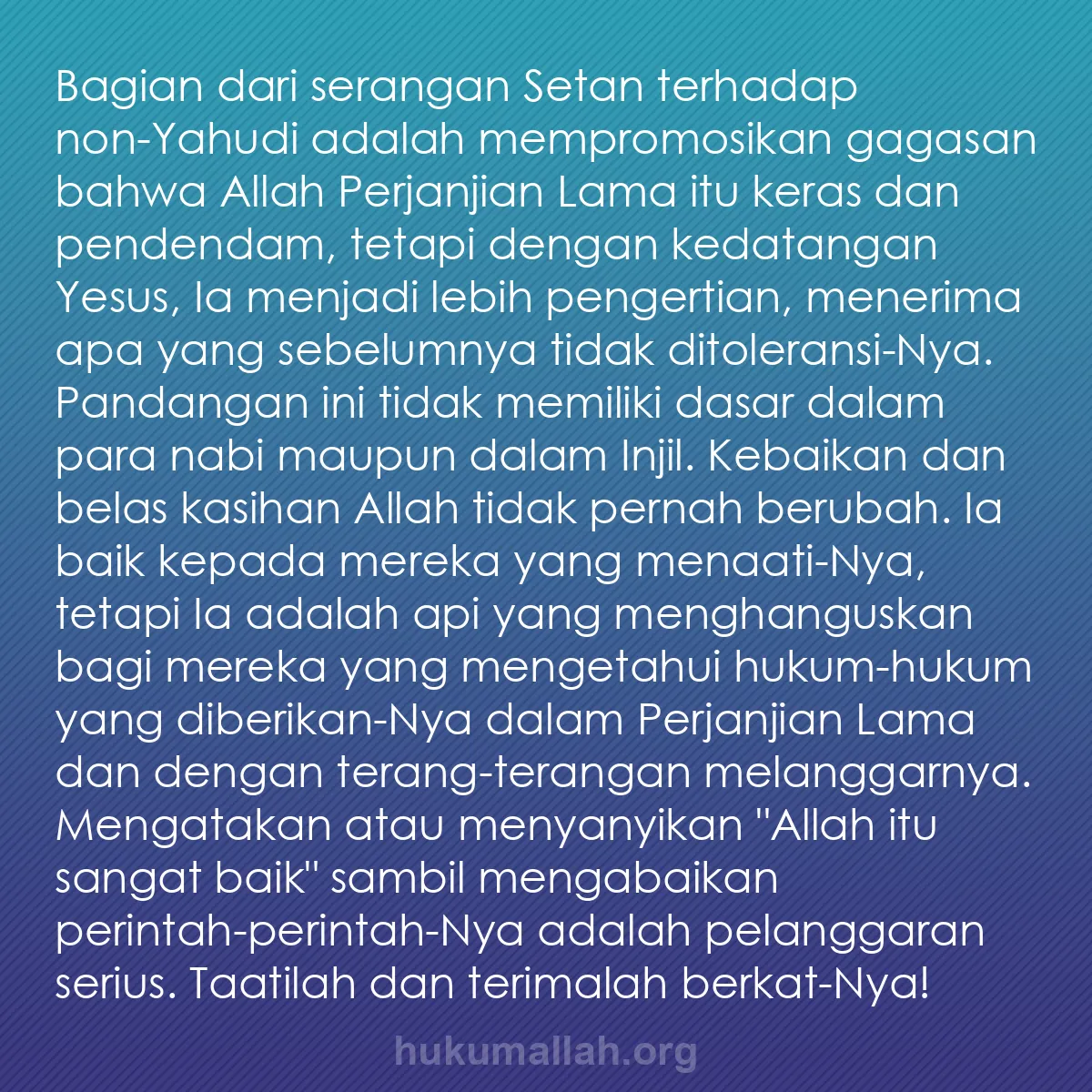 b0595 - Post tentang Hukum Allah: Bagian dari serangan Setan terhadap non-Yahudi adalah mempromosikan...