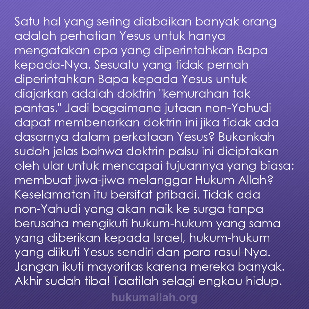 b0598 - Post tentang Hukum Allah: Satu hal yang sering diabaikan banyak orang adalah perhatian...